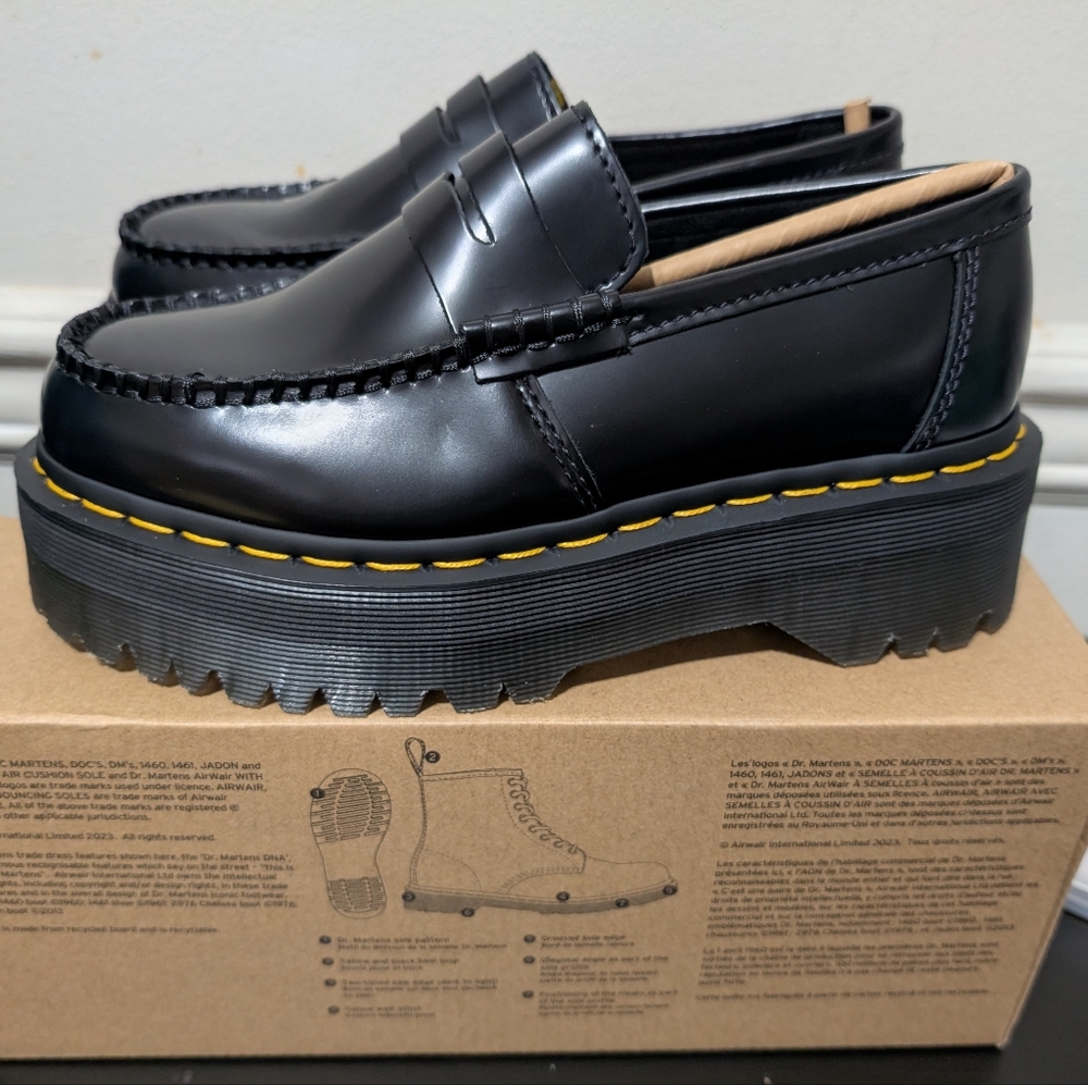 Dr Martens Black Platform Loafers